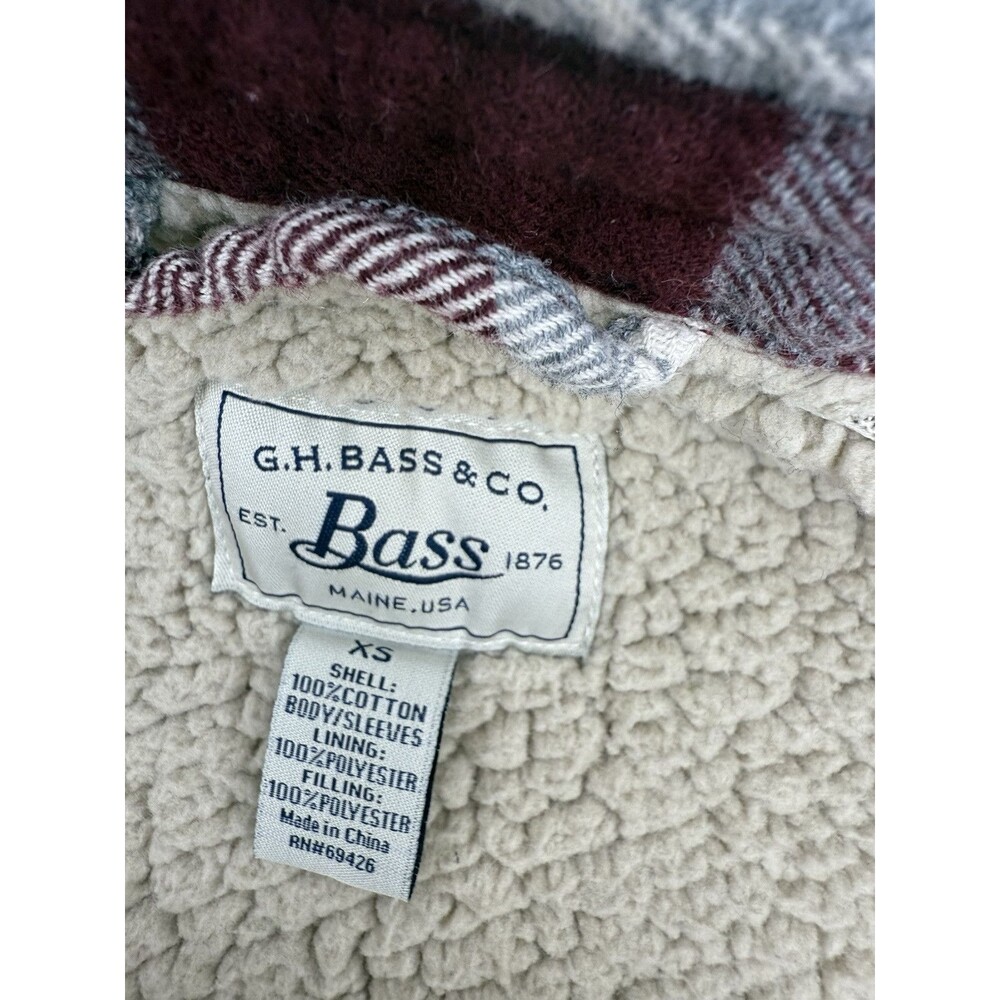 G.H. Bass & CO Sherpa Lined Flannel Jacket Size XS Red/Burgandy Plaid Women's - Picture 5 of 11